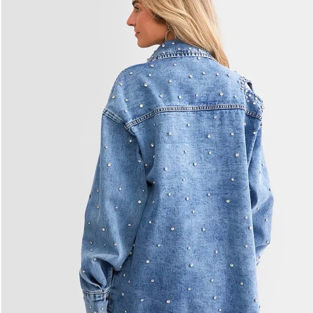 Studded Blue Denim Jacket - Picture 3 of 5